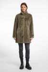 Nonna Single Breasted Fake Fur Coat Green Ash